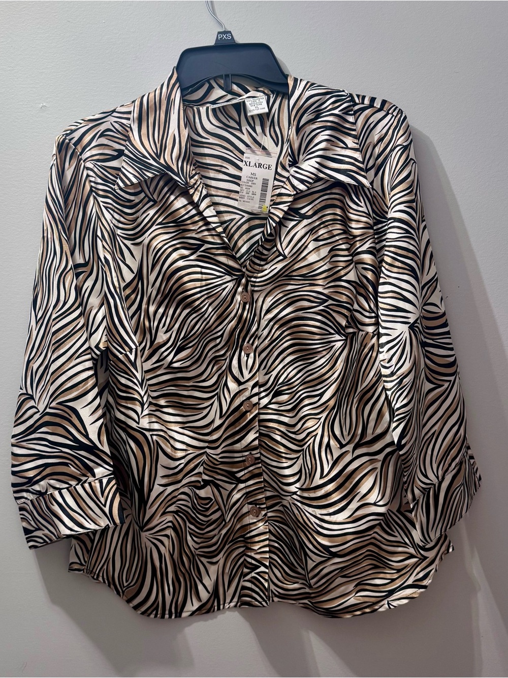Fashion Bug Animal Print Button Front Blouse, Size XL, NWT